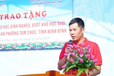 Chương trình trao tặng 30 chiếc xe đạp cho 30 học sinh có hoàn cảnh khó khăn trên địa bàn phường Tam Chúc, các trường TH Khả Phong, TH Ba Sao, TH Thụy Lôi.